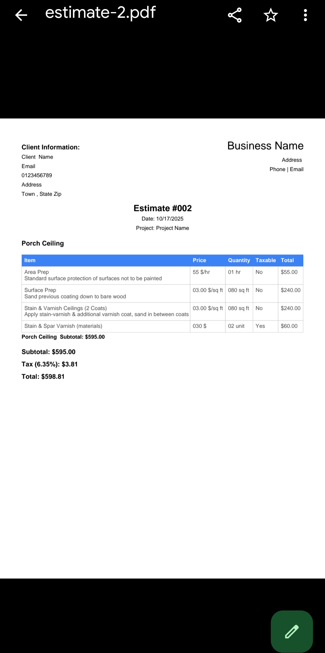 PDF Export - Share estimates as professional PDFs